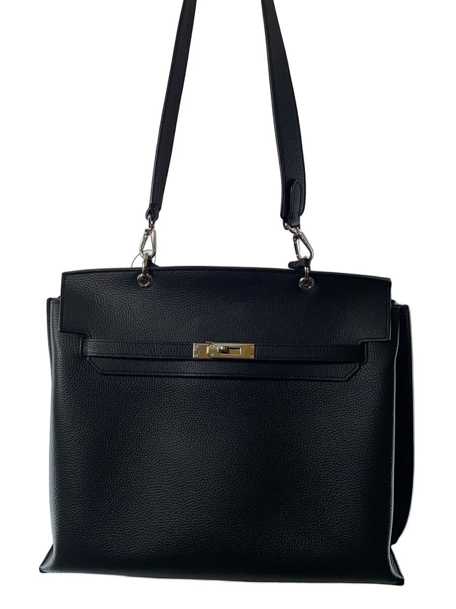 JISTORY / ハンドバッグ/レザー/BLK/無地