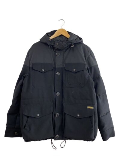 商品画像：素材切替/袖ワッペン/ダウンジャケット/L/ポリエステル/BLK/710567604001// 1