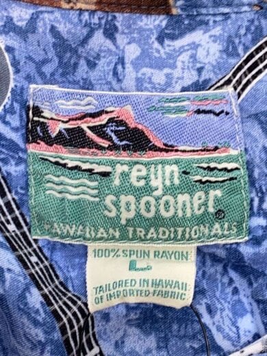 商品画像：80s/オープンカラー/半袖シャツ/L/レーヨン/BLU/総柄 3