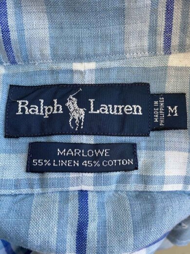 商品画像：90s/MARLOWE/長袖シャツ/M/リネン/BLU/チェック 3