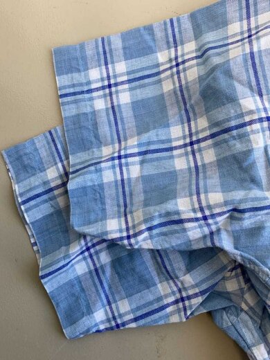 商品画像：90s/MARLOWE/長袖シャツ/M/リネン/BLU/チェック 4