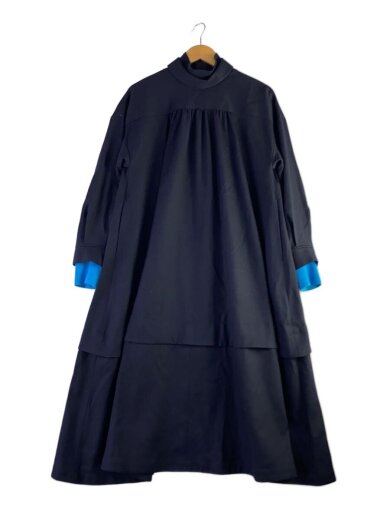 商品画像：A-LINE SHIRT DRESS/長袖ワンピース/36/ウール/NVY/無地/ 1
