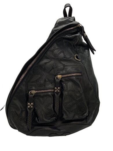 商品画像：BACK PACK BAG/パッチデザインレザーワンショルダーバッグ/レザー/BLK/無地 1