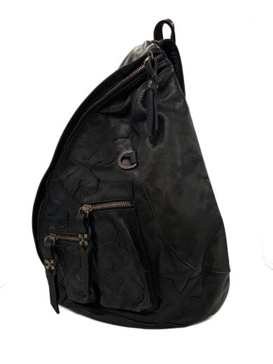 商品画像：BACK PACK BAG/パッチデザインレザーワンショルダーバッグ/レザー/BLK/無地 2