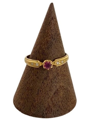 商品画像：リング/K18/石付き/GLD/※変形有 1