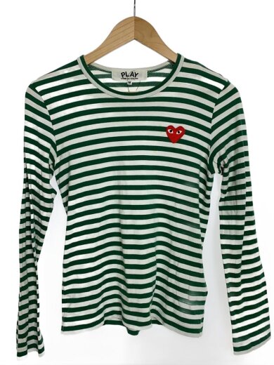 商品画像：カットソー/M/コットン/GRN/ボーダー/AZ-T163 1