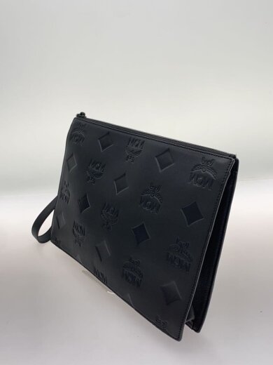 商品画像：Aren リストレットジップポーチ/牛革/BLK/総柄/MXZDATA06BK001// 2