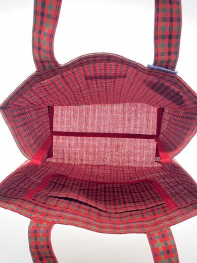 商品画像：トートバッグ/コットン/RED/チェック/260050// 7
