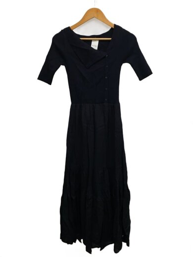 商品画像：アシメカラーニットコンビワンピース/半袖ワンピース/one/リネン/BLK/LWNO251057// 1