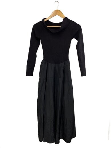 商品画像：オフショルドッキングワンピース/長袖ワンピース/0/レーヨン/BLK/無地 1