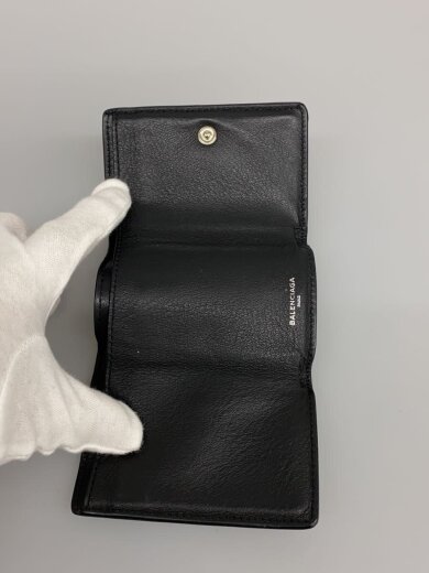 商品画像：ペーパーミニウォレット/3つ折り財布/レザー/BLK/メンズ/391446 4