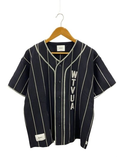 商品画像：半袖シャツ/2/コットン/NVY/ストライプ/251ATDT-CSM26 1