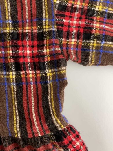 商品画像：ICHI Antiquites/ウールガーゼタータンチェック/長袖ワンピース/ウール/BRW/チェック 6