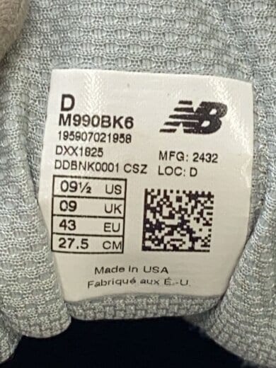 商品画像：M990/ブラック/27.5cm/BLK 5