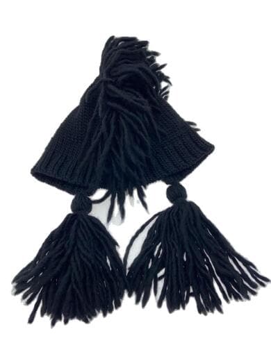 KNITTED WOOL JERSEY HAT WITH TASSELS/ウール/LJ0-H02-185