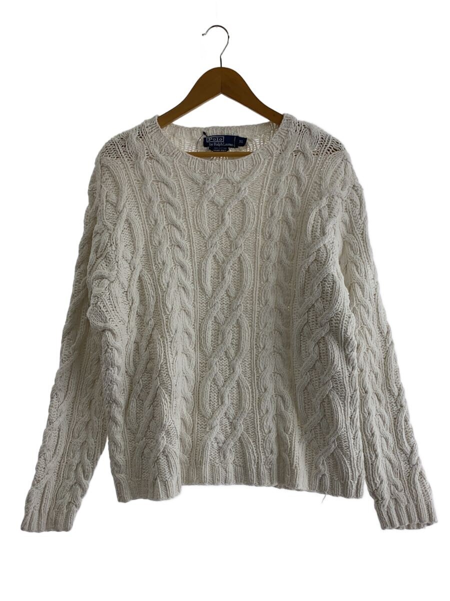 POLO RALPH LAUREN / 90s/HAND KNIT/URUGUAY製/XL/コットン/WHT