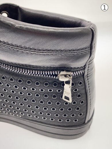 商品画像：ソール減り・スレ有/パンチング/ハイカットスニーカー/38/BLK/3T 5872// 6