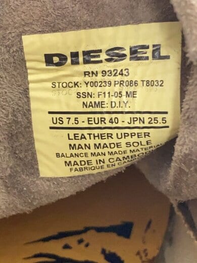 画像：DIESELレースアップブーツ/25.5cm/BRW/スウェード5