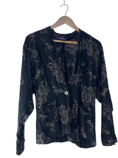商品画像：長袖ブラウス/6/シルク/BLK/花柄 1