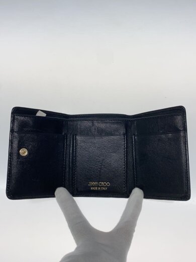 画像：JIMMY CHOO3つ折り財布/レザー/BLK/無地/レディース//4