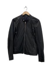 ラムレザー/シングルライダース/レザージャケット/S/羊革/ブラック/ダブルファスナー