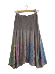 シワ加工 カリフラワー ロングスカート/FREE/コットン/グレー/総柄/mi92fg341