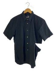 AD2015/サイドスリット変形シャツ/アシンメトリー/半袖シャツ/S/コットン/BLK