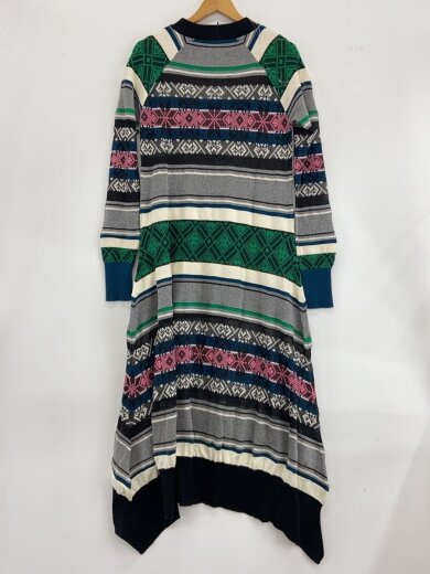 商品画像：ラグジャガードニット ワンピース/3/コットン/マルチカラー/ボーダー/22-05996 2
