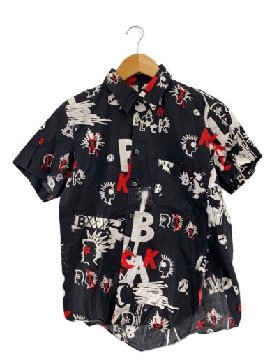 商品画像：AD2015 アシンメトリー 半袖シャツ/S/コットン/ブラック/総柄/1Q-B006 1