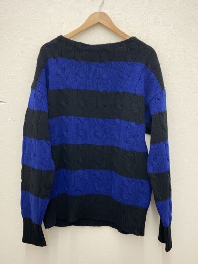 商品画像：ケーブルニット・セーター(厚手)/XL/ウール/BLU/ボーダー 2
