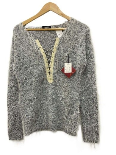 商品画像：00s/ヘンリーネック/ファートップス/ニット・セーター(厚手)/--/ポリエステル/GRY/TKN-5514 1