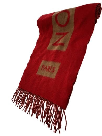 商品画像：エシャルプ・バローダ/フリンジ マフラー/カシミア/レッド ベージュ/スコットランド製/M71295// 1