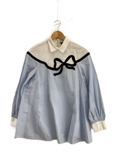 商品画像：長袖ブラウス/38/コットン/BLU/ストライプ/519103876-40-01 1