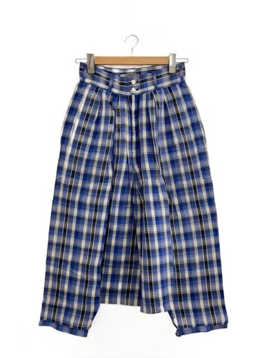 商品画像：サルエルパンツ/--/リネン/BLU/チェック 1