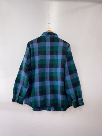 商品画像：60s Vintage yorke ダブルフラップ ウールチェックシャツ/グリーン ブルー/チェック/L// 2