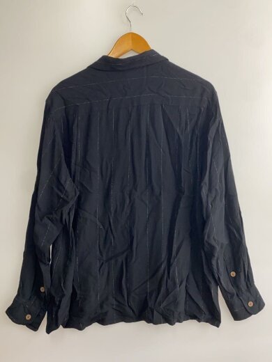 商品画像：25SS KASURI STRIPED OPEN COLLAR SHIRT/M/レーヨン/ブラック/ストライプ 2
