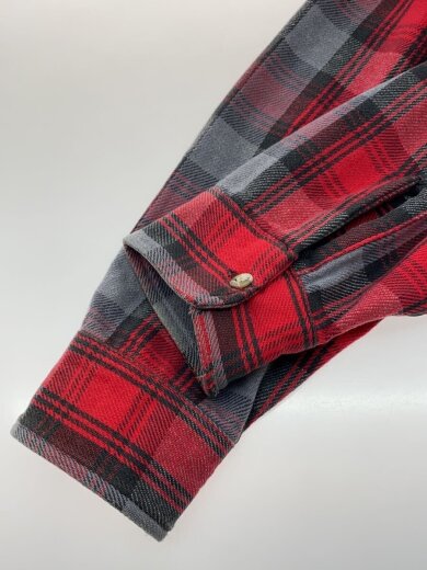 商品画像：80s Vintage USA製 ダブルフラップ ネルシャツ/L/コットン/RED/チェック// 5