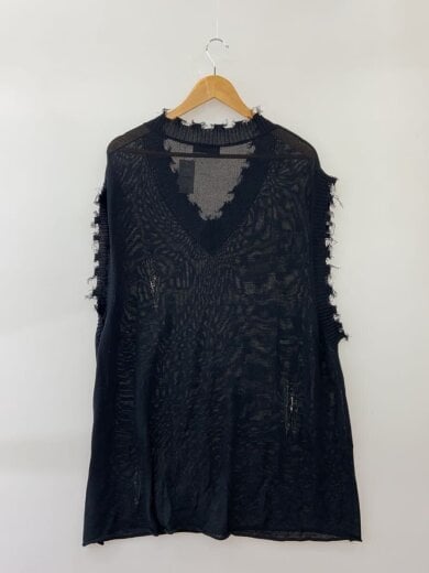 商品画像：25SS ダメージ加工 ニットベスト/3/コットン/ブラック/UT-K01-050// 2