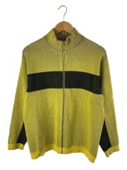 22AW/Tone Ribbed Zip Up Sweater/M/コットン/YLW
