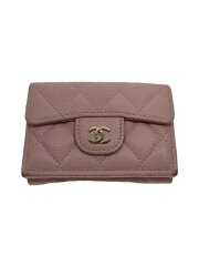 クラシック フラップ スモール ウォレット/レザー/PNK/レディース