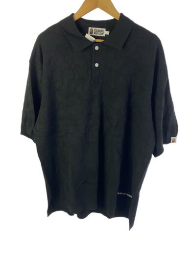 商品画像：SOLID CAMO JACQUARD RELAX FIT POLO SHIRT/ポロシャツ/L/コットン/BLK// 1