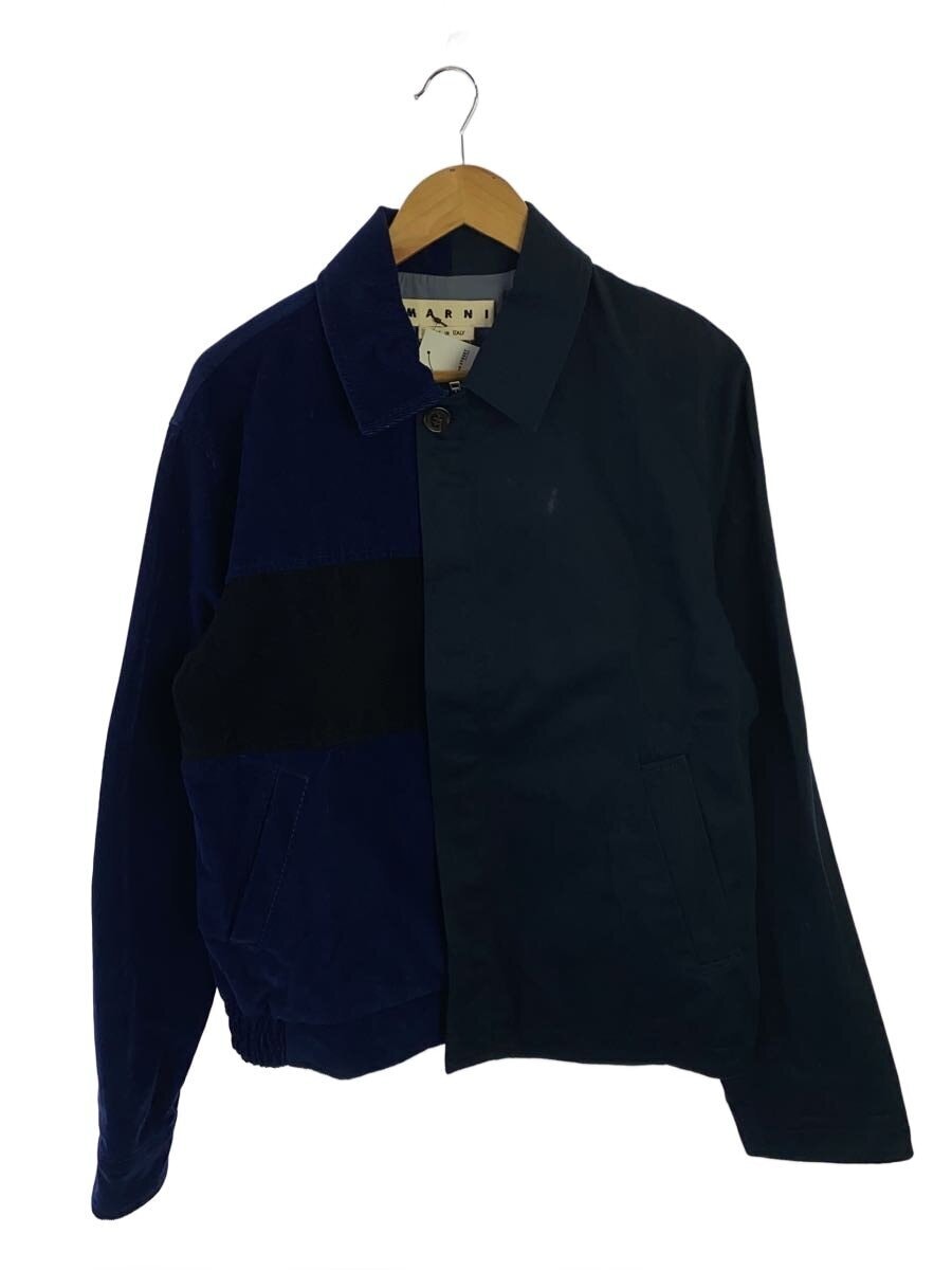 MARNI / 22SS/異素材切替ジップアップジャケット/48/コットン/NVY/JUMU0117QU