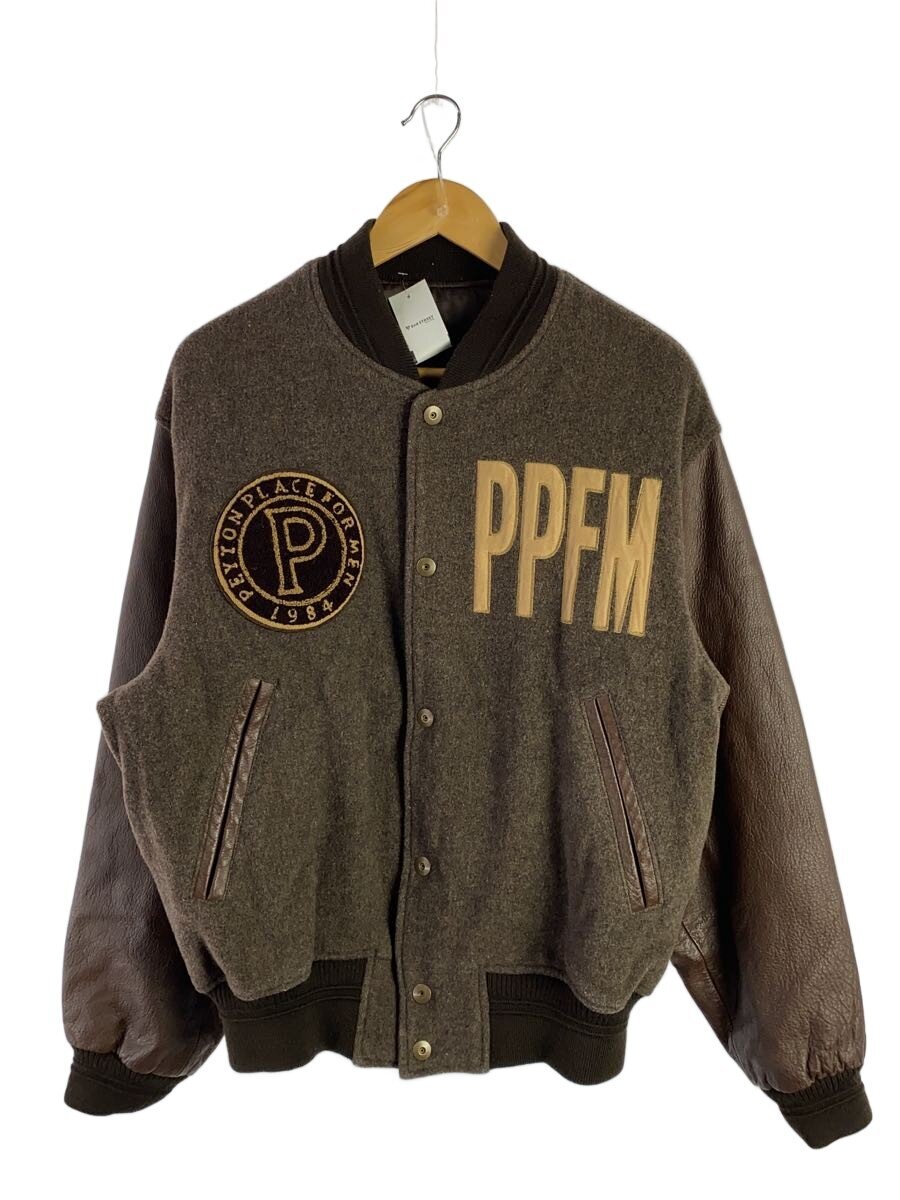 PPFM / 袖レザー切替ウールスタジャン/FREE/ウール/BRW/35-12bb17