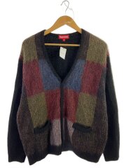 22SS/BRUSHED GRID CARDIGAN/L/ナイロン/BLK