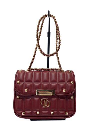 商品画像：ブロックレザーショルダーバッグ/フェイクレザー/RED 1