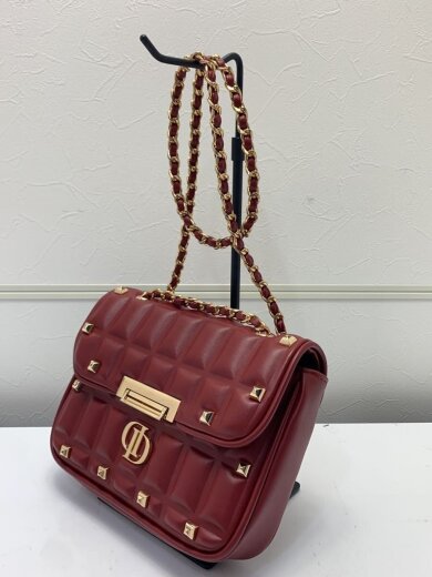 商品画像：ブロックレザーショルダーバッグ/フェイクレザー/RED 2