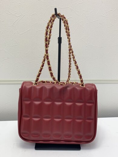 商品画像：ブロックレザーショルダーバッグ/フェイクレザー/RED 3