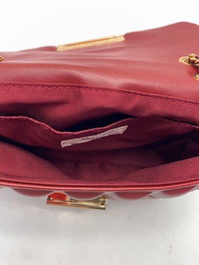 商品画像：ブロックレザーショルダーバッグ/フェイクレザー/RED 6