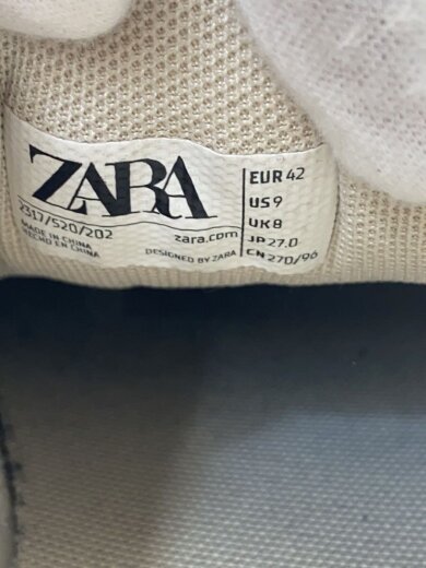 画像：ZARAローカットスニーカー/27cm/WHT/2317/520/2025