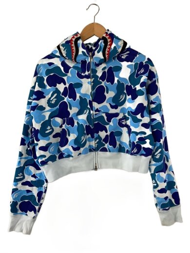 商品画像：ABC CAMO CYSTAL STONE SHARK CROPPED ZIP HOODED/M/コットン/RED// 1